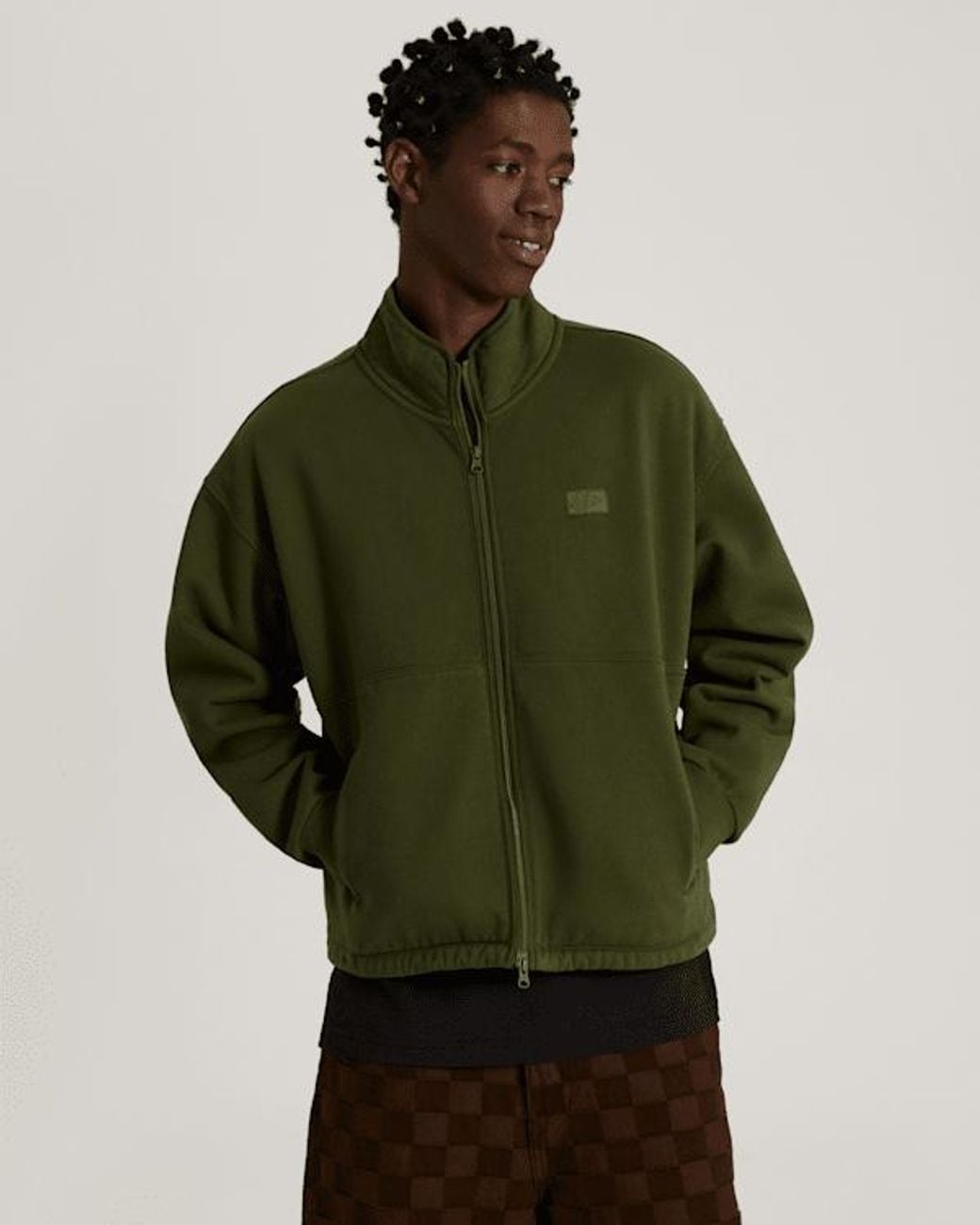 Vans Green Full Zip Mock Neck Fleece Balsam for men