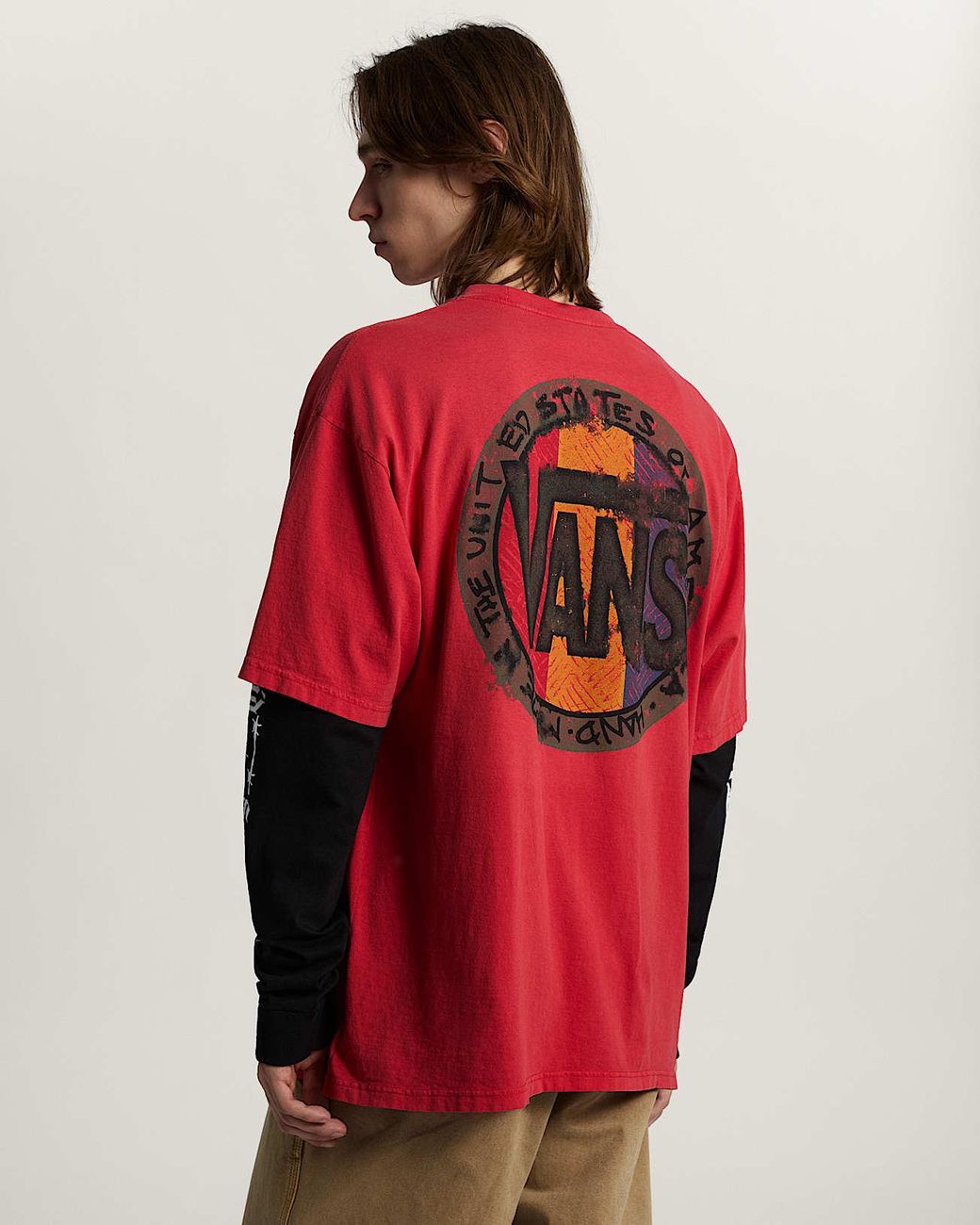 Vans Red Blotched Circle Ss Tee Racing for men