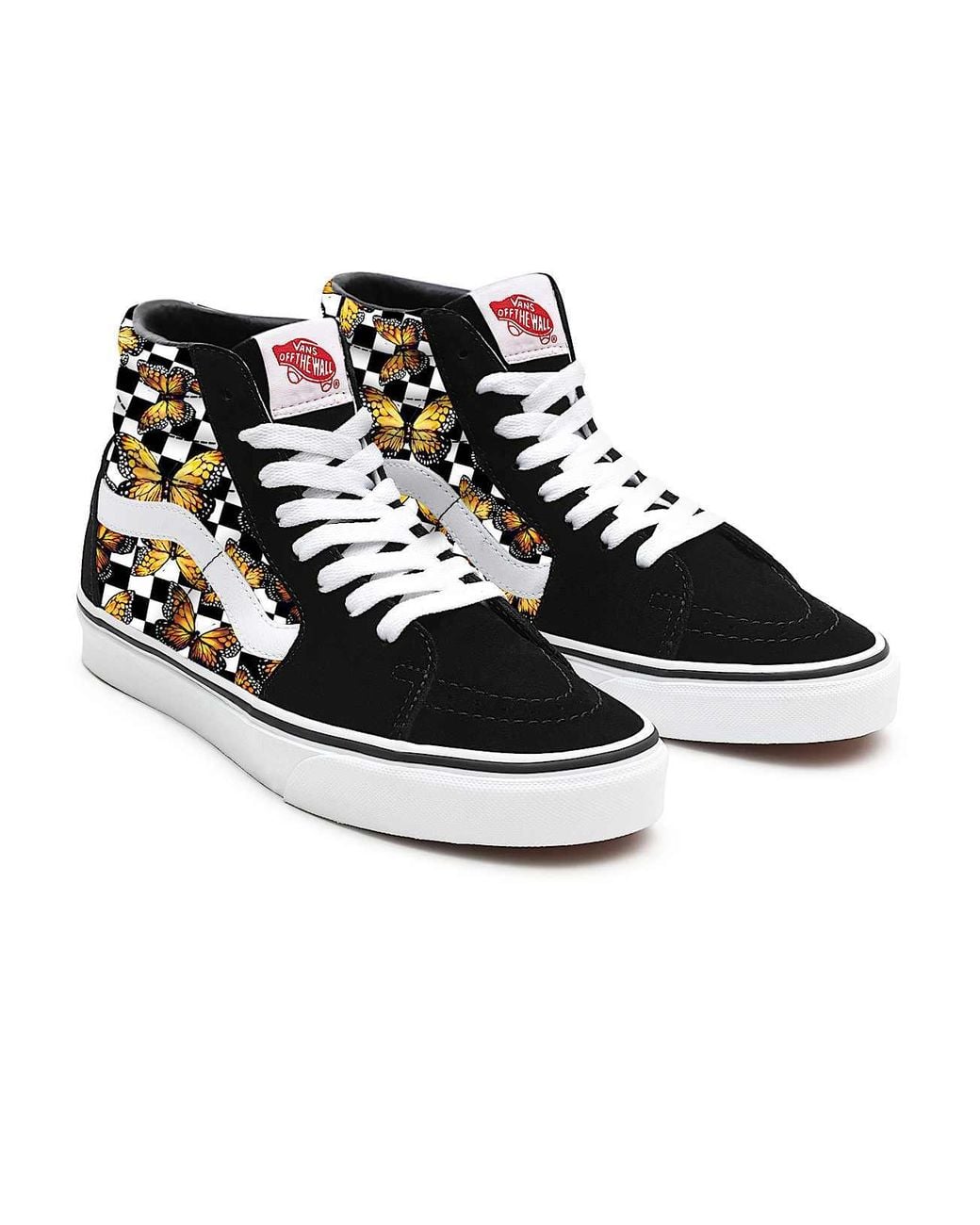 Vans Black Customs Butterfly Checkerboard Sk8-Hi for men