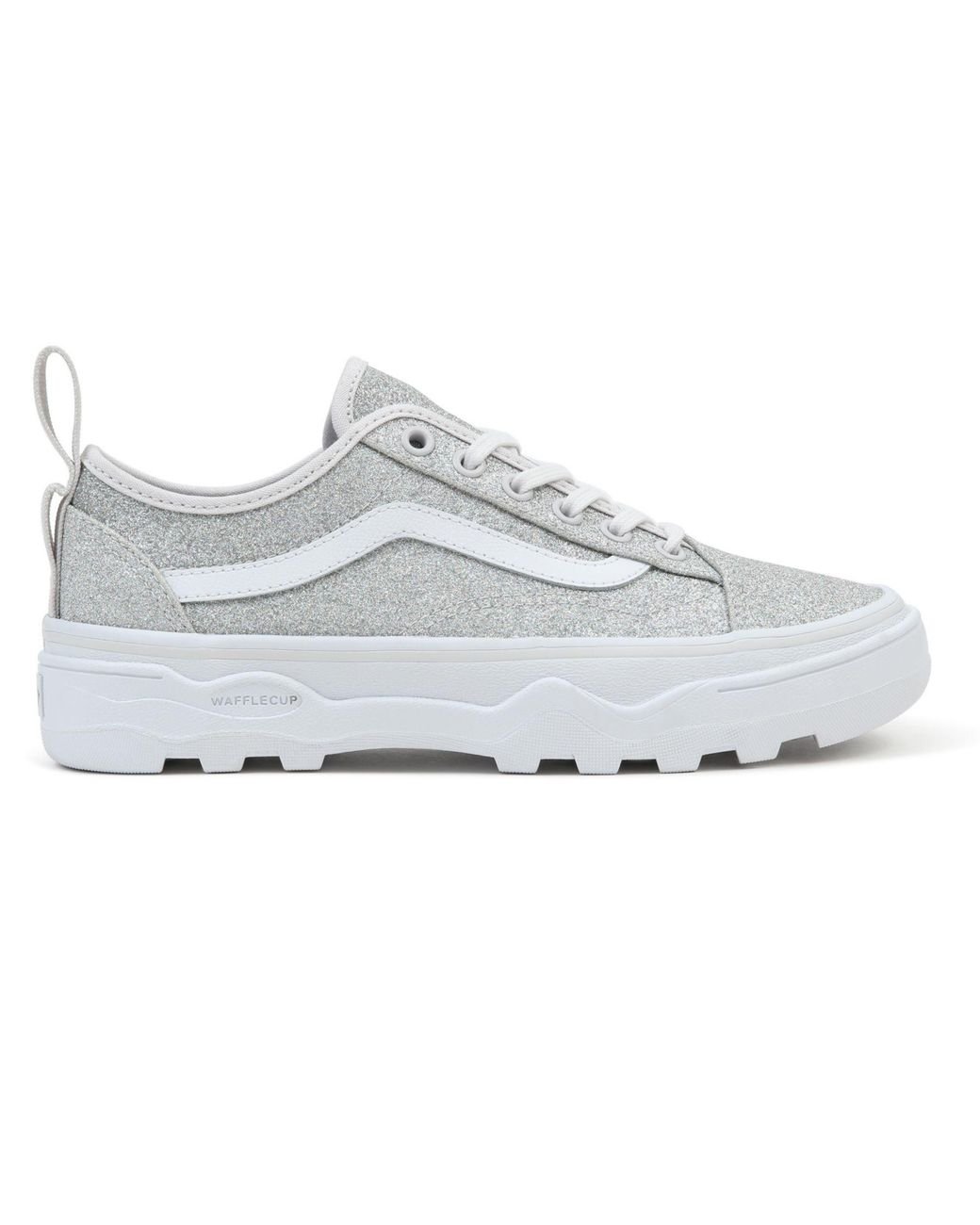 Vans old skool lurex silver shop & true white womens shoes