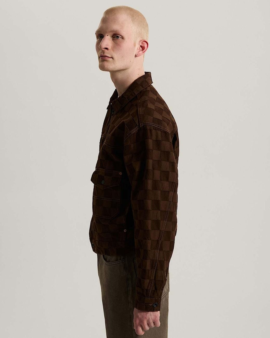 Vans Check-5 Checkerboard Denim Trucker Jacke Demitasse, Herren, Größe in Brown für Herren