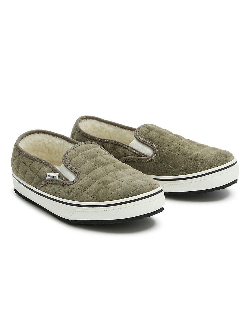 Vans olive best sale green slip ons