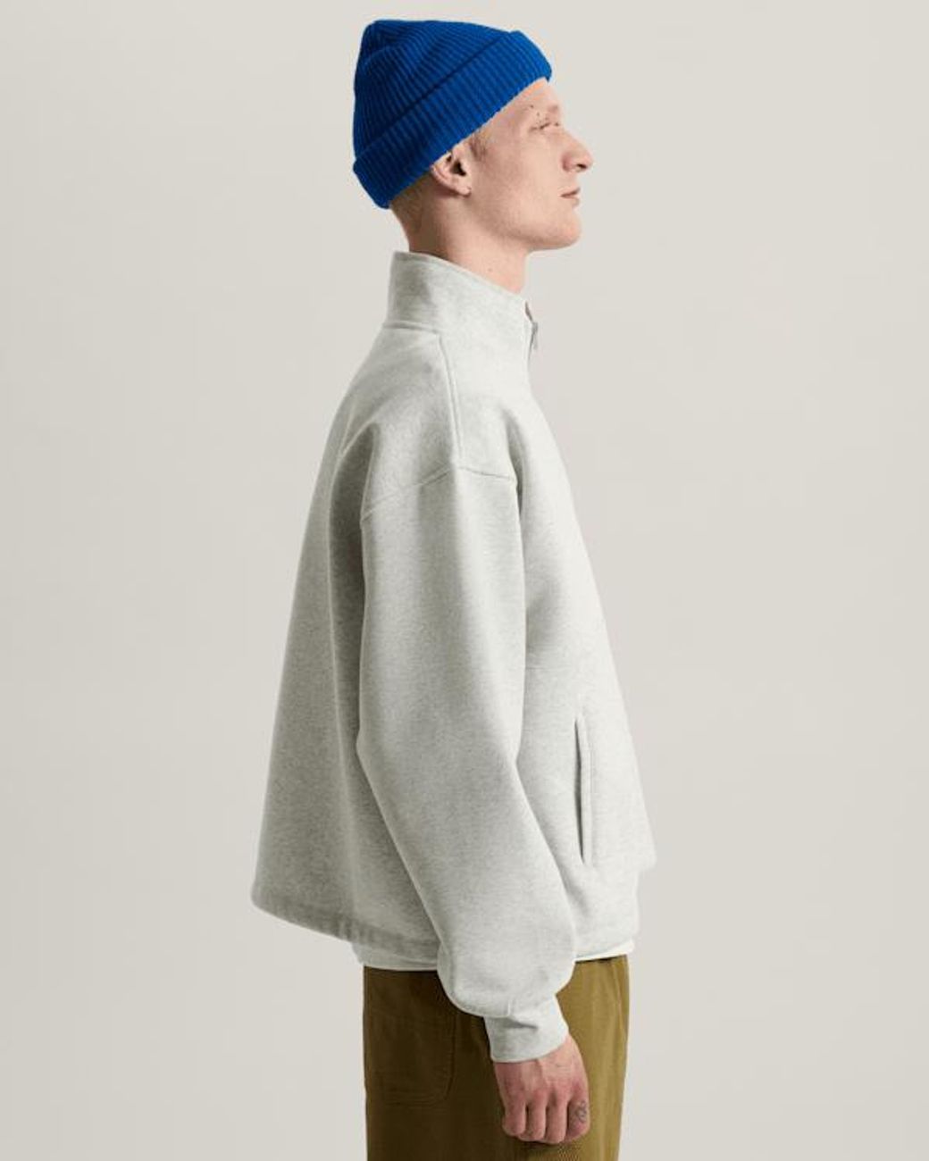 Vans White Full Zip Mock Neck Fleece Ash Heather for men
