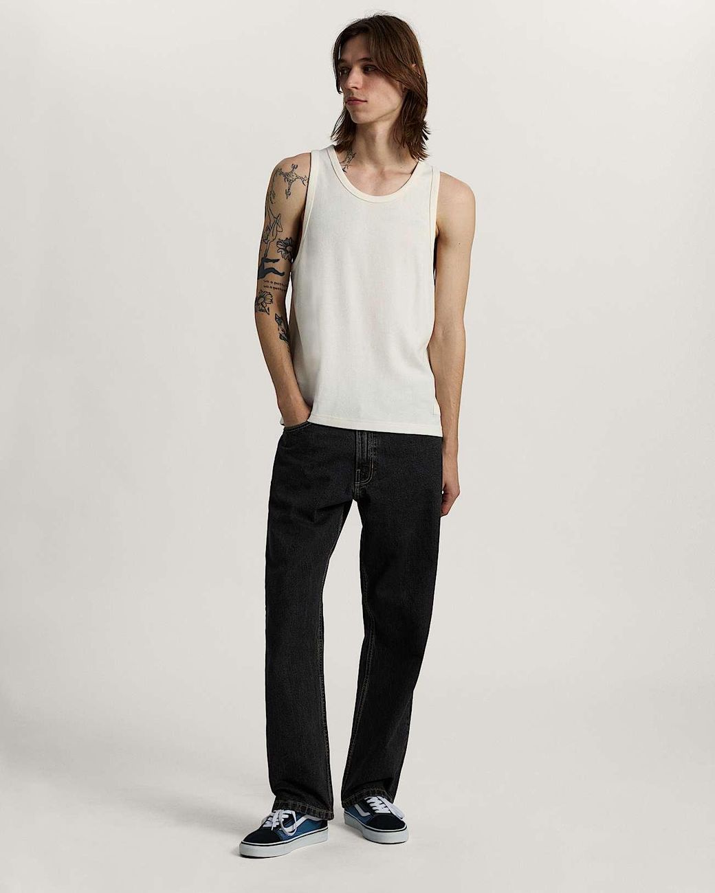 Vans Black Check-5 Straight Denim Pant Washed for men