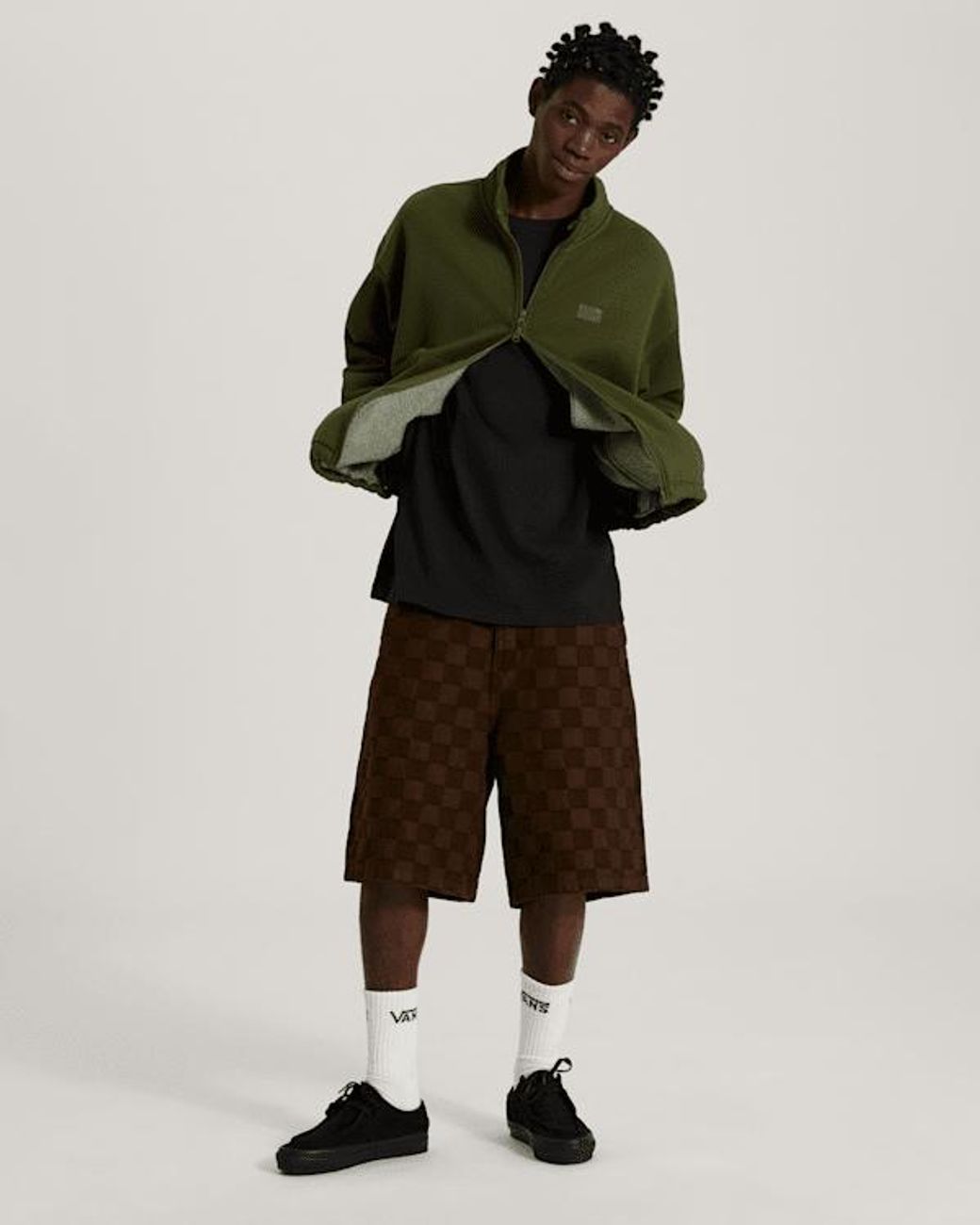 Vans Green Full Zip Mock Neck Fleece Balsam for men