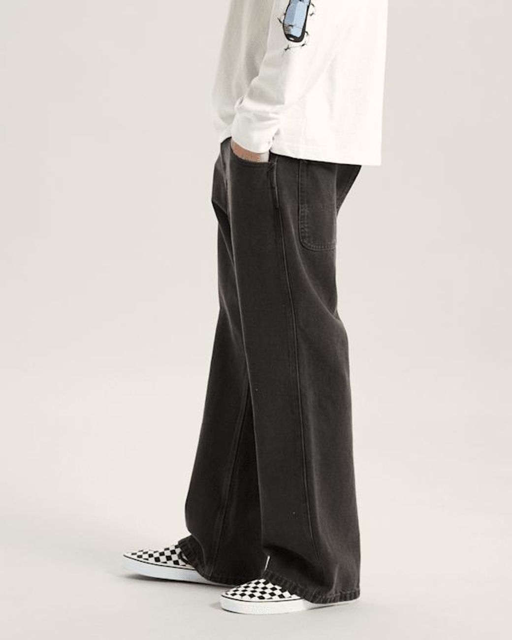 Vans Black Skate Loose Bootcut Denim Trousers for men