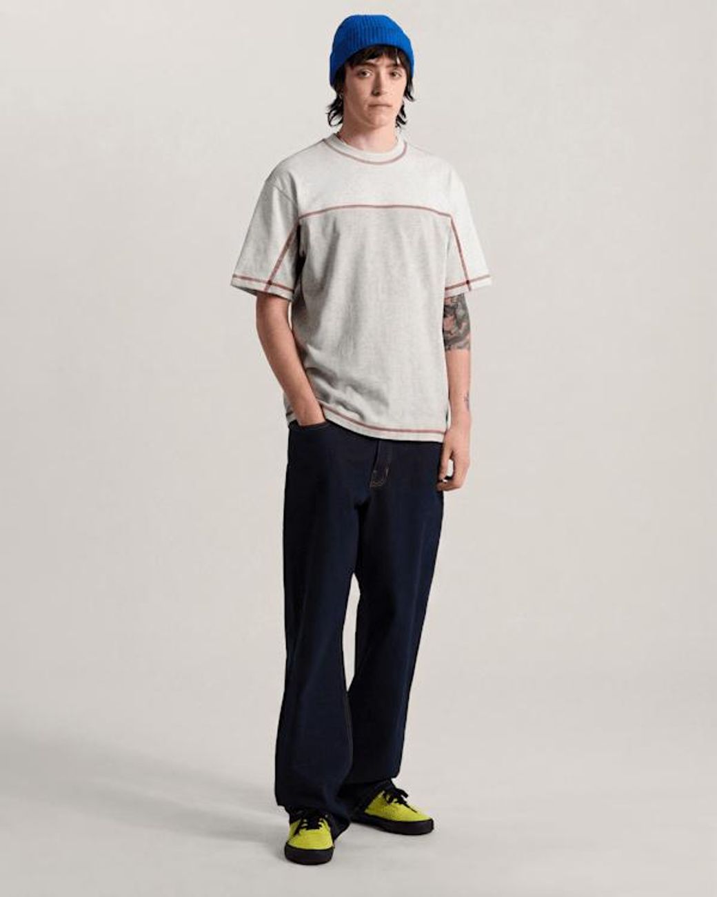 Vans Gray Contrast Stitch Loose Fit Ss Tee Ash Heather for men