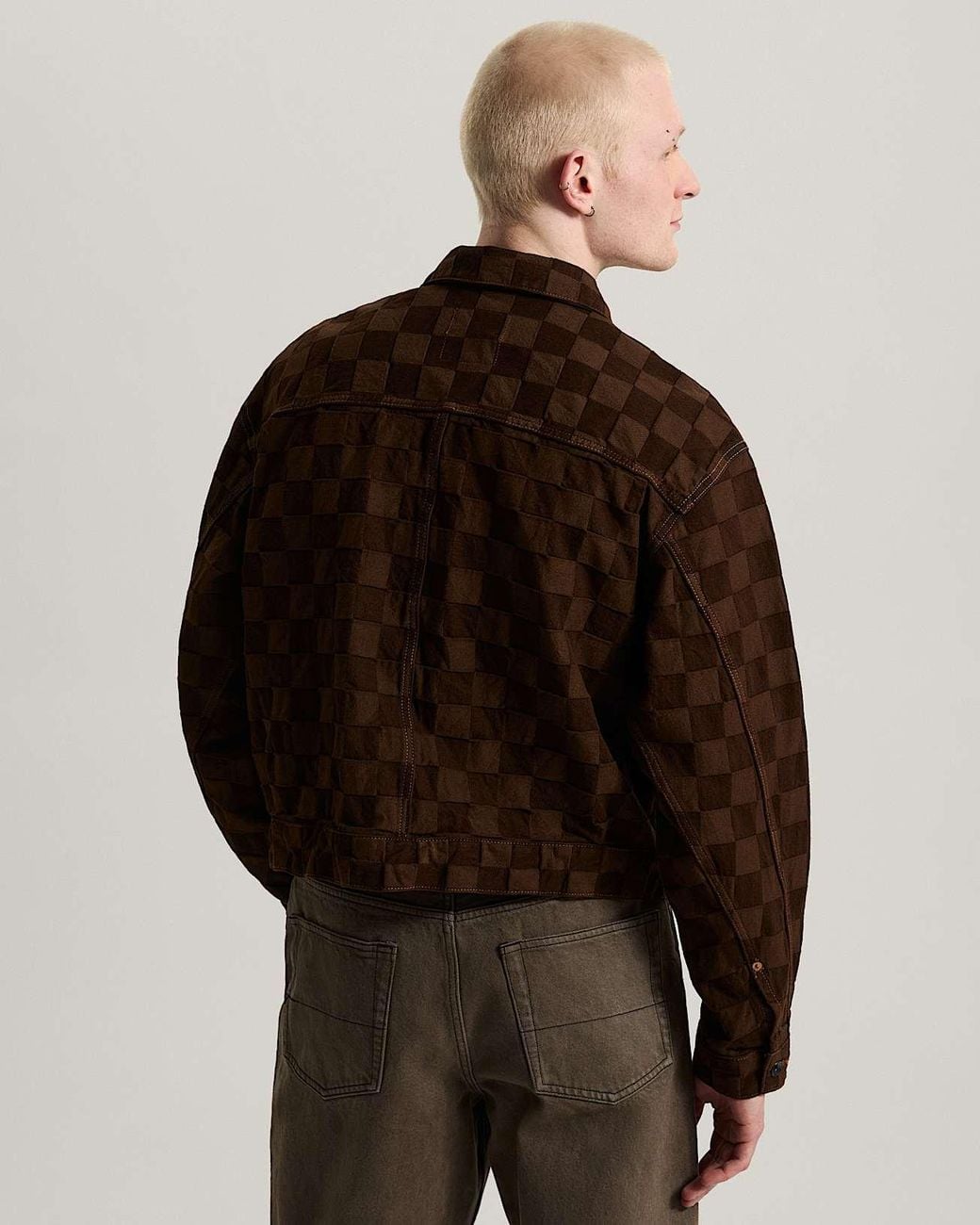 Vans Check-5 Checkerboard Denim Trucker Jacke Demitasse, Herren, Größe in Brown für Herren