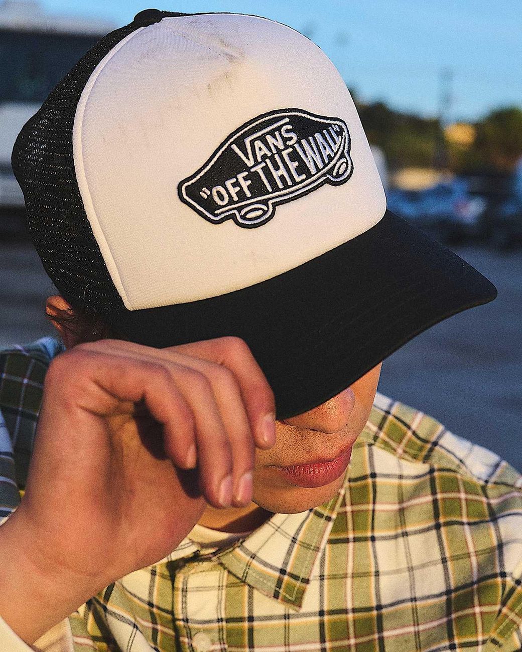 Vans White Classic Patch Curved Bill Trucker Hat for men