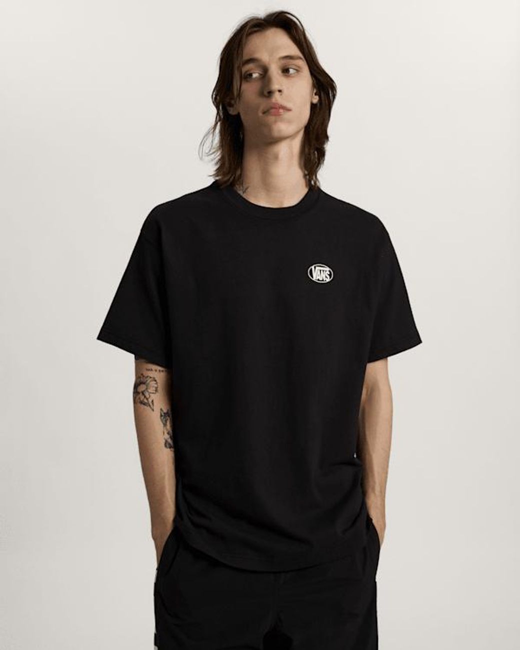 Vans Black Oval Logo Loose Ss Tee for men