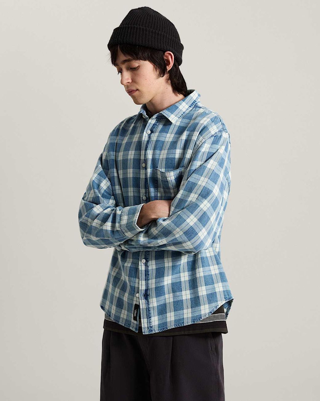 Vans Blue Lawson Solid Oxford Long Sleeve Shirt for men