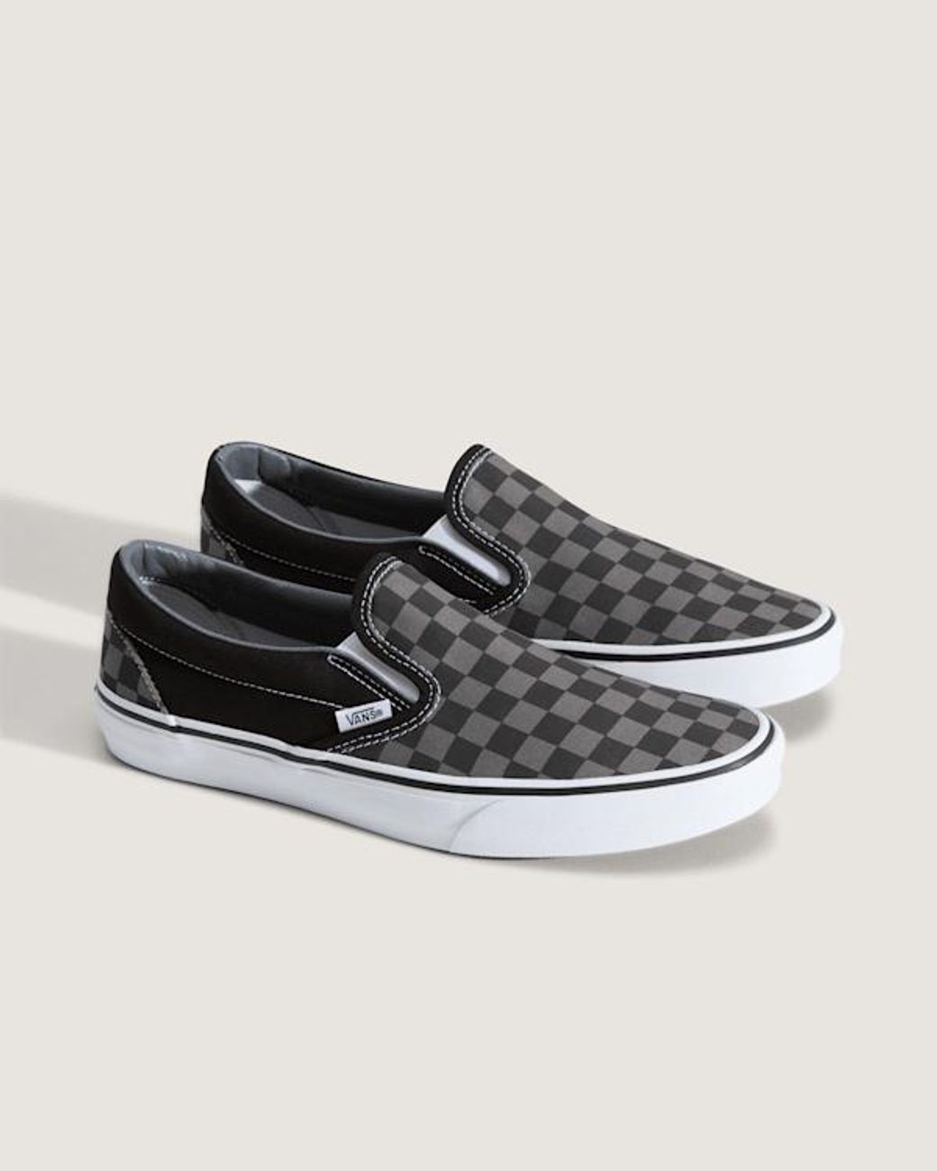 Vans Black Checkerboard Classic Slip-On Shoes /Pewter Checkerboard) for men