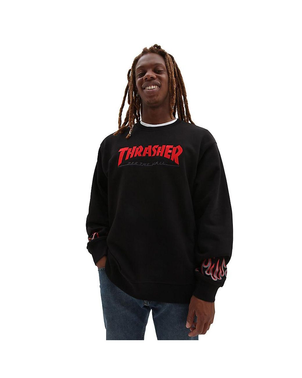 Vans X Thrasher Flame Crew Sweatshirt in Black for Men | Lyst UK