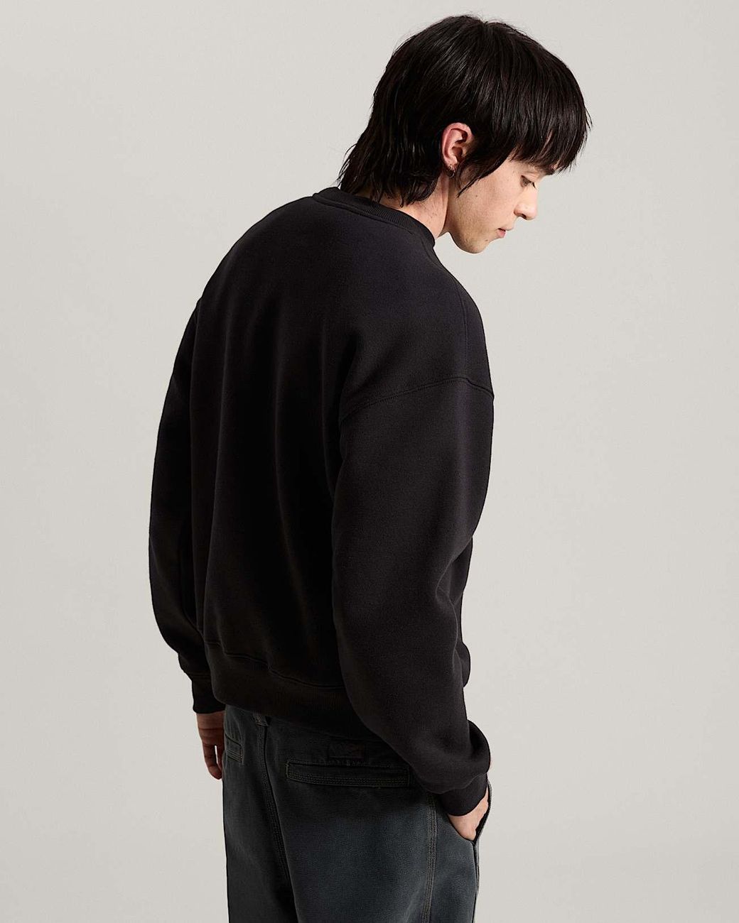 Vans Black Stretch Logo Crew Sweatshirt for men