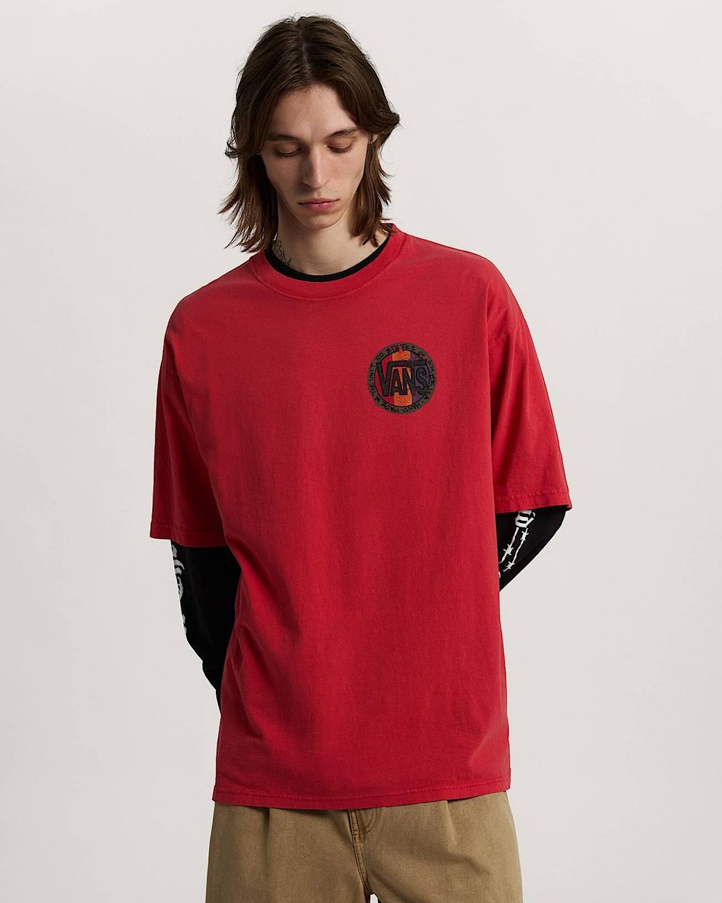 Vans Red Blotched Circle Ss Tee Racing for men