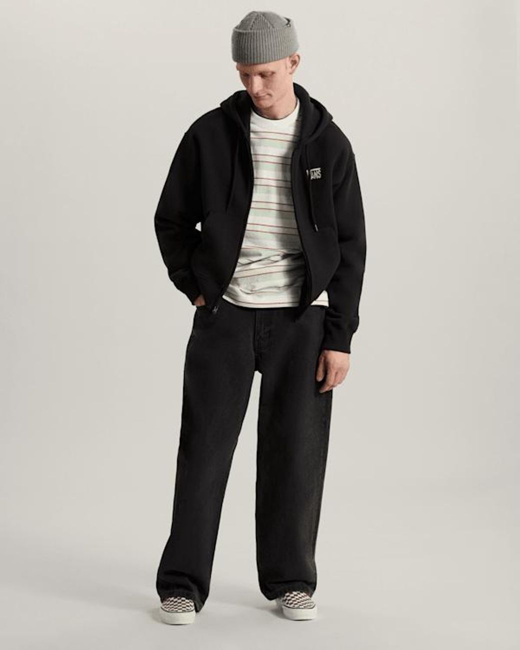 Vans Blue Stretch Logo Zip Pullover Hoodie for men