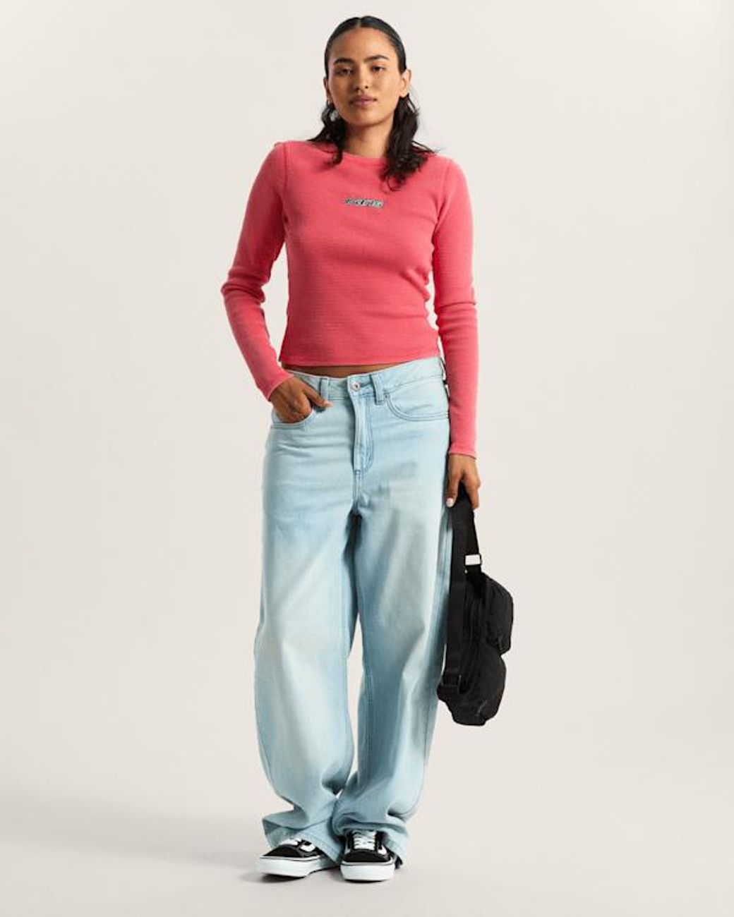 Vans Teri Waffle Tee Met Lange Mouwen, Vrouw, Grootte in het Red