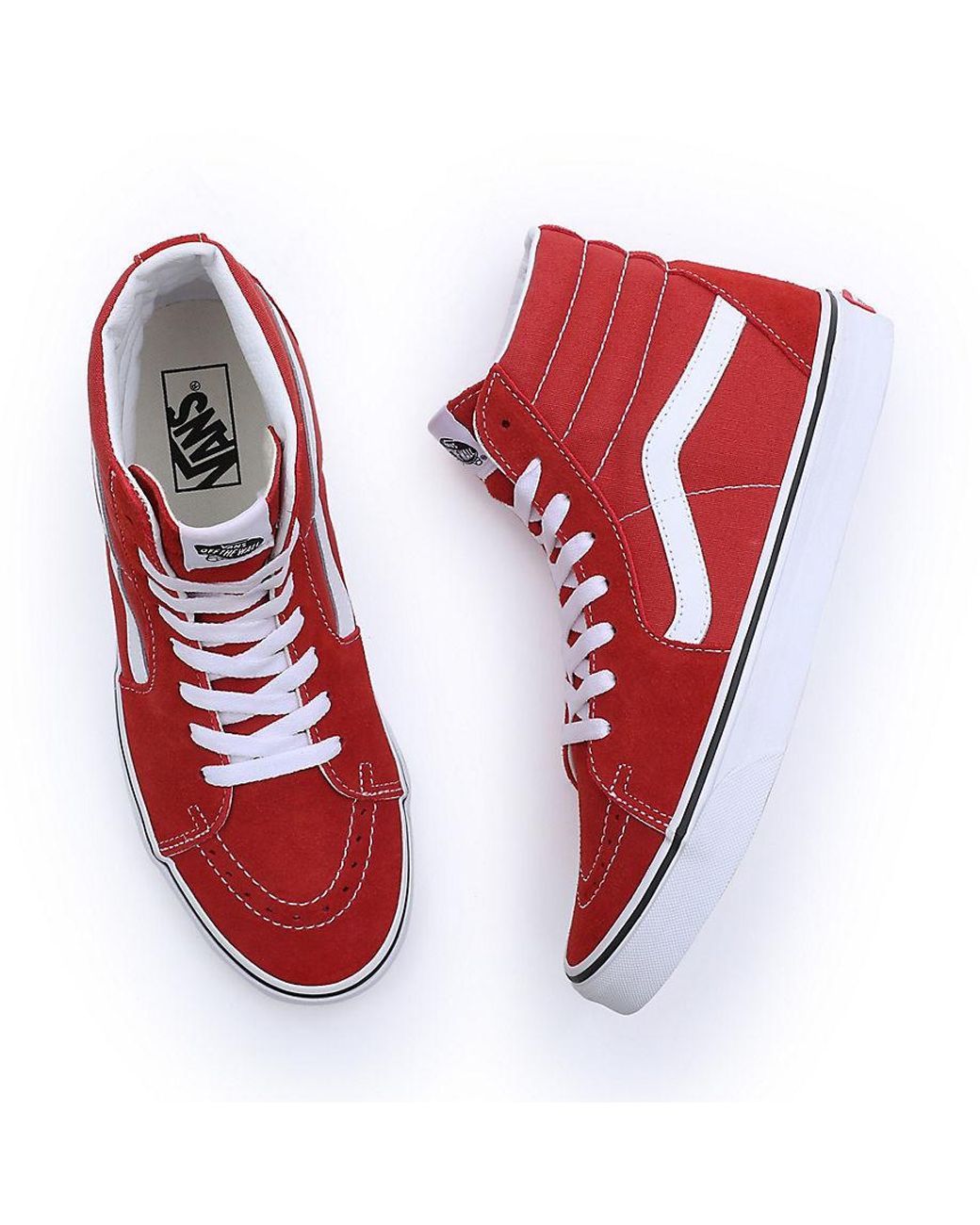 Vans red and shop white high tops