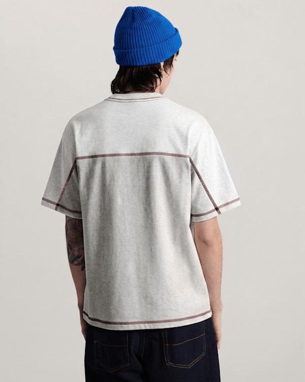 Vans Gray Contrast Stitch Loose Fit Ss Tee Ash Heather for men