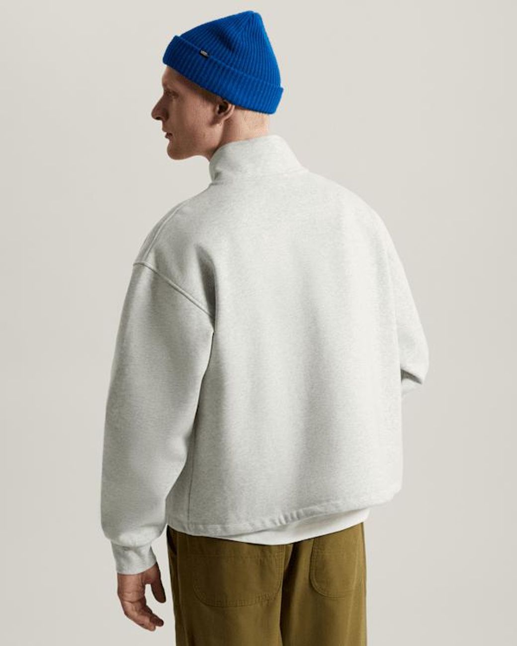 Vans White Full Zip Mock Neck Fleece Ash Heather for men