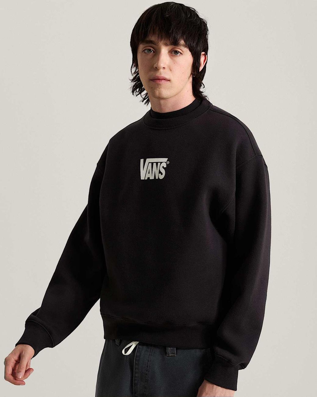 Vans Black Stretch Logo Crew Sweatshirt for men