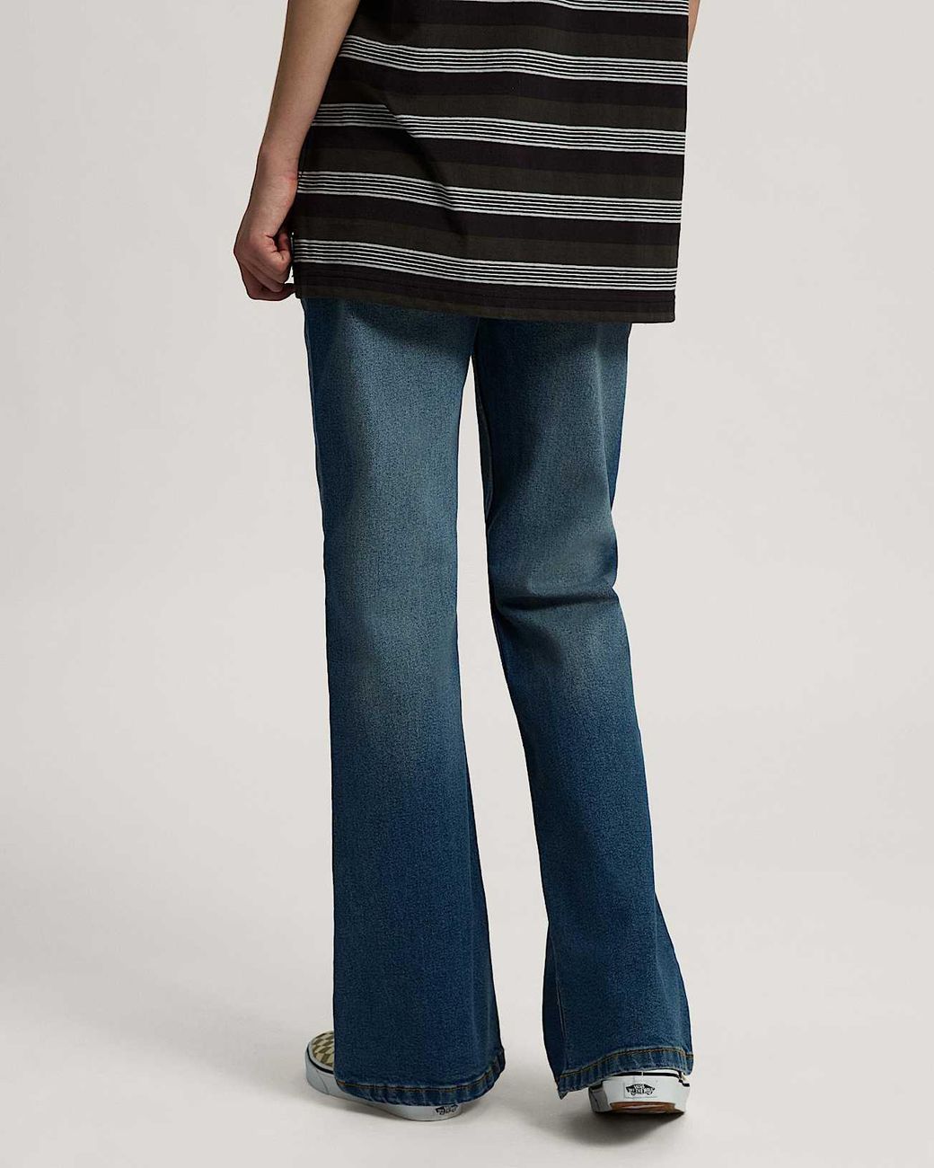 Vans Blue Check-5 Low Rise Boot Cut Denim Trousers