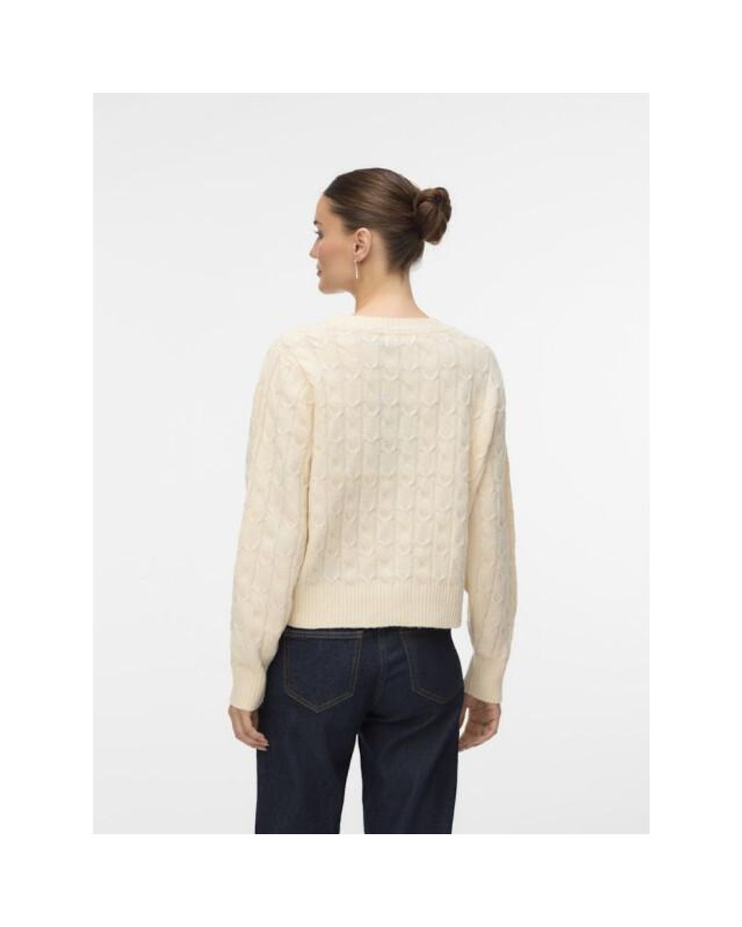 Vero Moda Vmaries Ls O-Neck Cable Pullover Bf Melee in het Natural