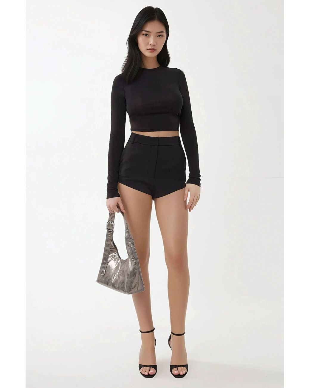 Hiccup Black High Waist Straight Leg Shorts
