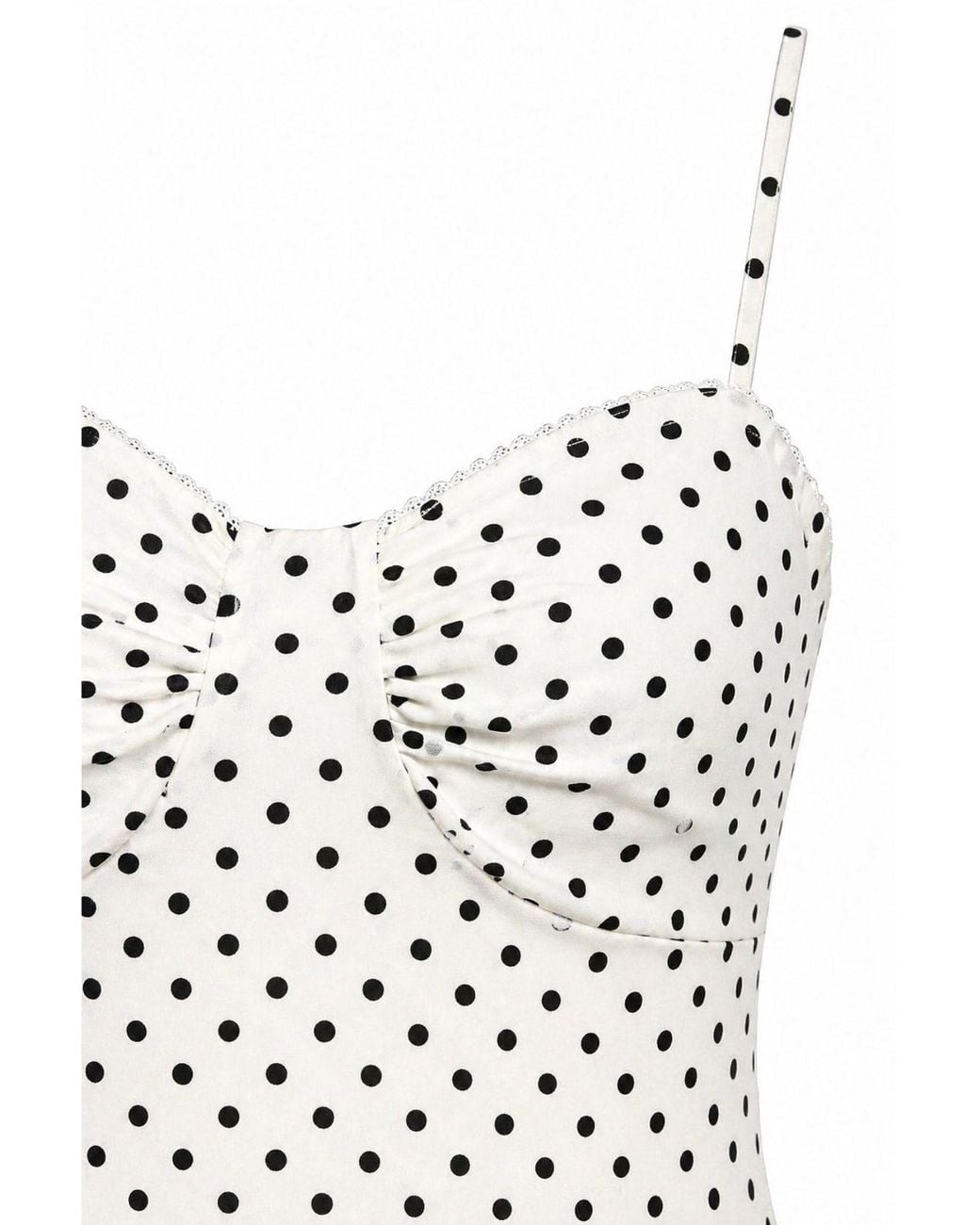 MixRay White Strapless Polka Dot Tulle Midi Dress
