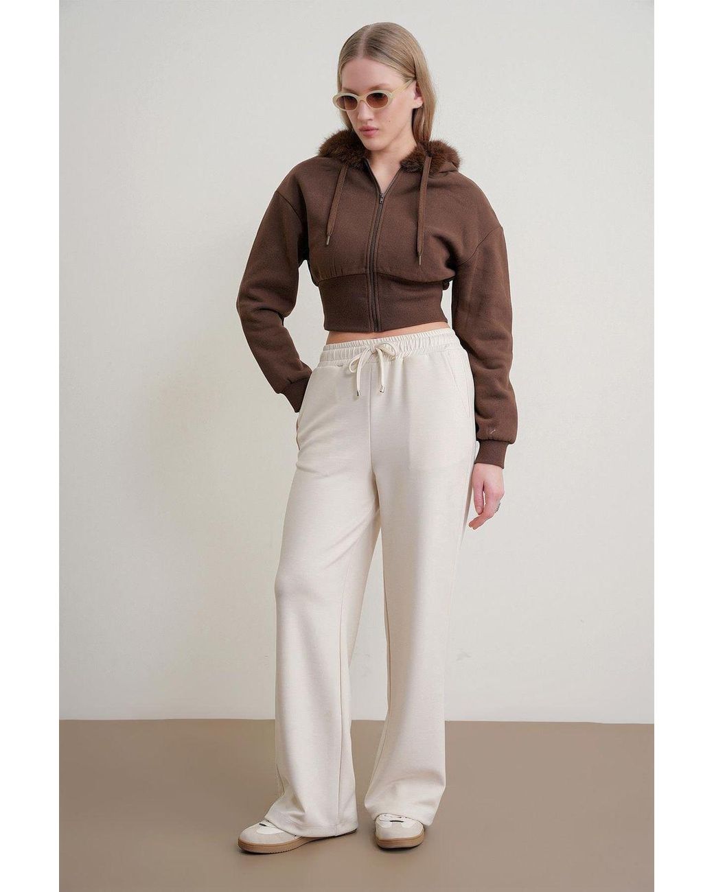 MixRay Natural High Waist Pull On Straight Leg Pants With Pockets