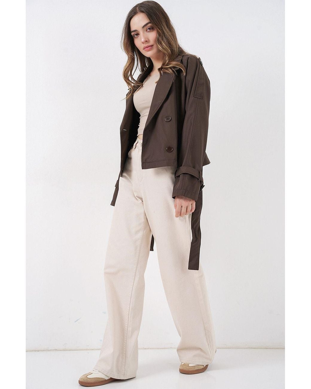 Bigdart Black Short Belted Trench Coat