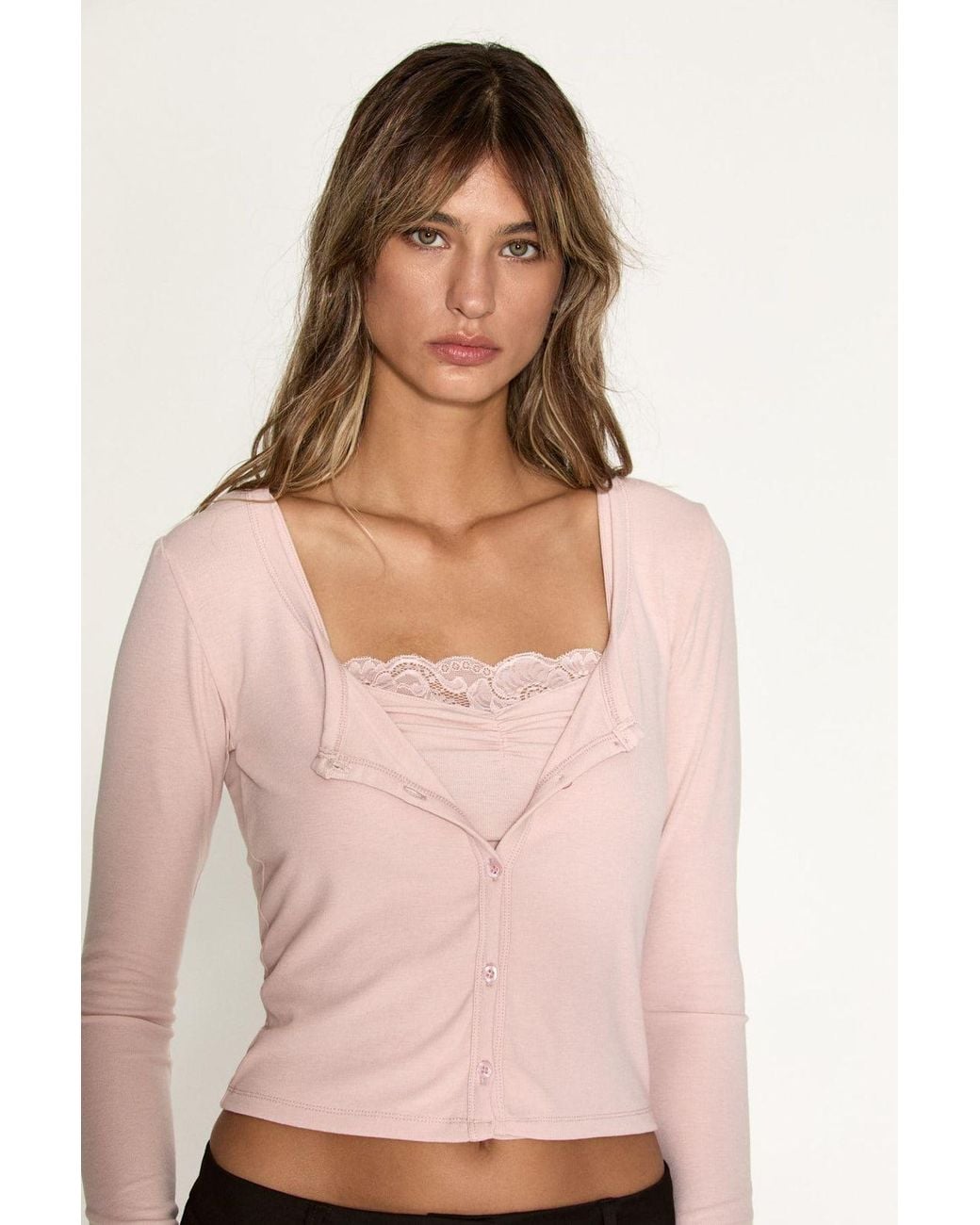 Grimelange Pink Regular Fit Pull-On Blouse