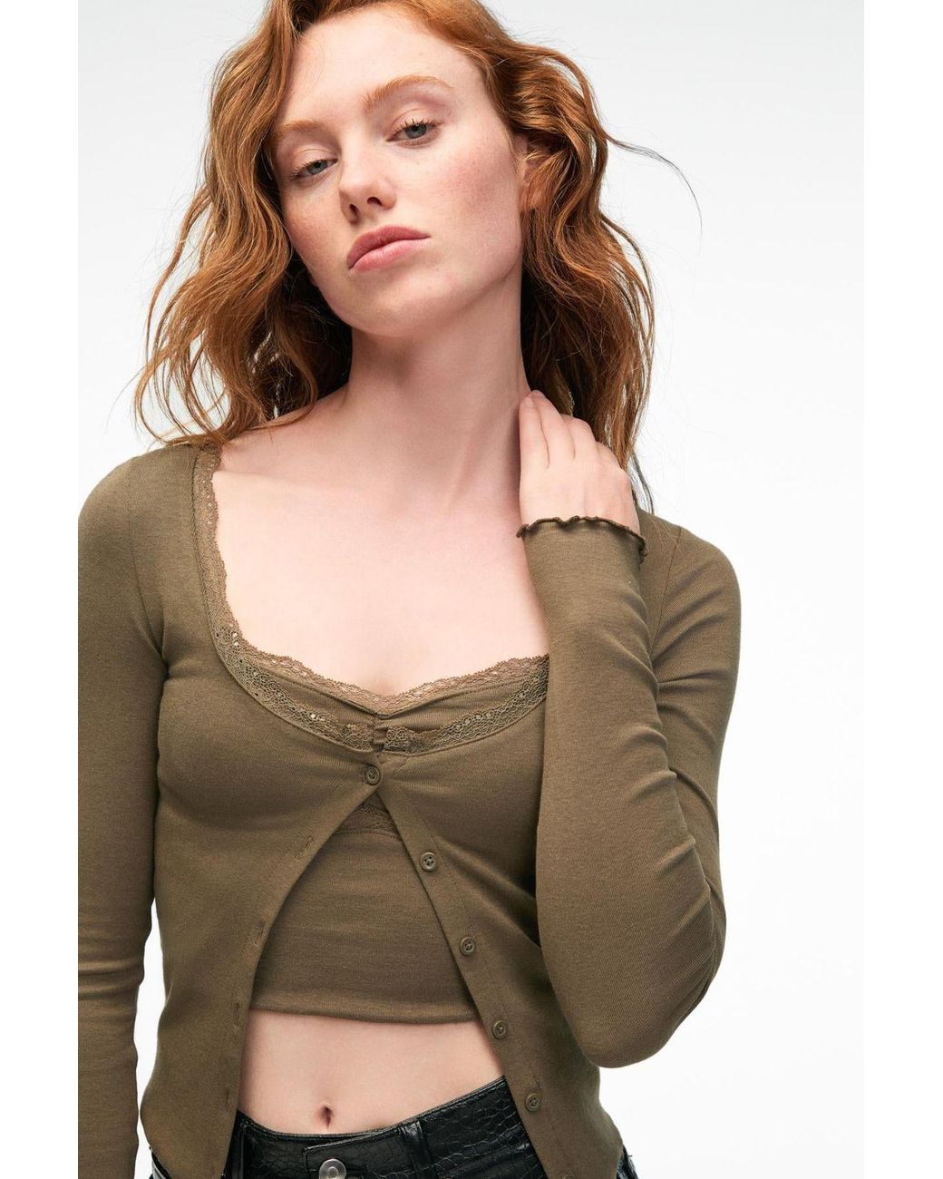 Grimelange Black Regular Fit Blouse With Simple Neckline
