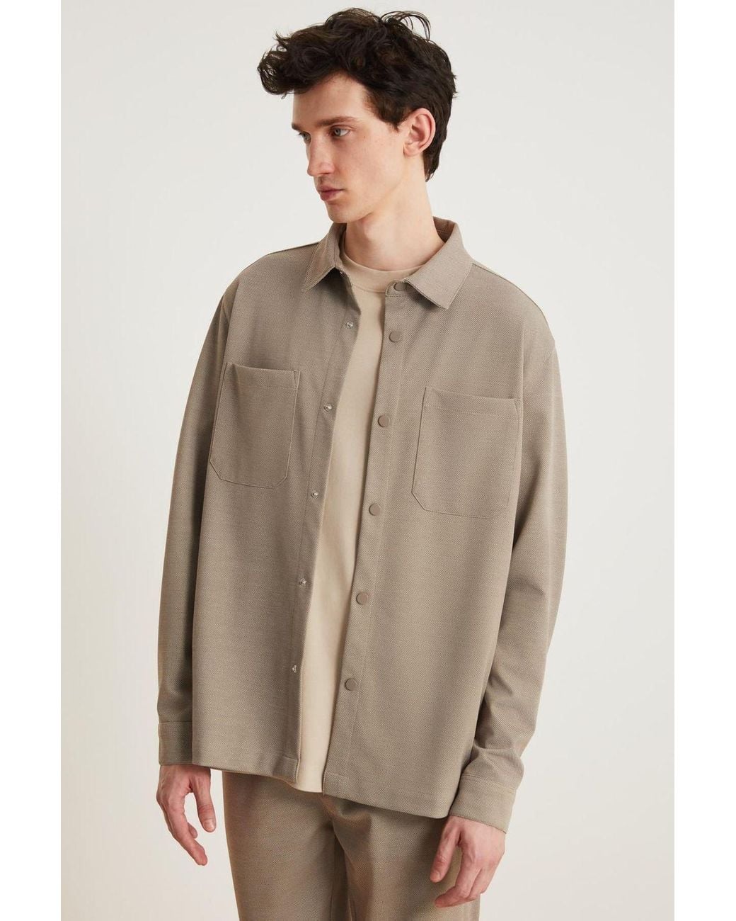 Grimelange Brown Classic Long Sleeve Shirt for men