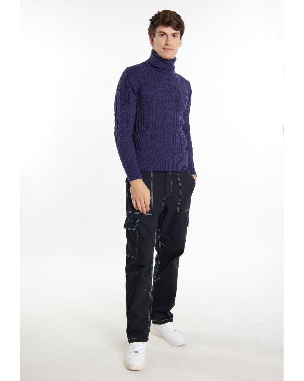 Mo Pullover Mit Zopfstrick Herren in Blue für Herren