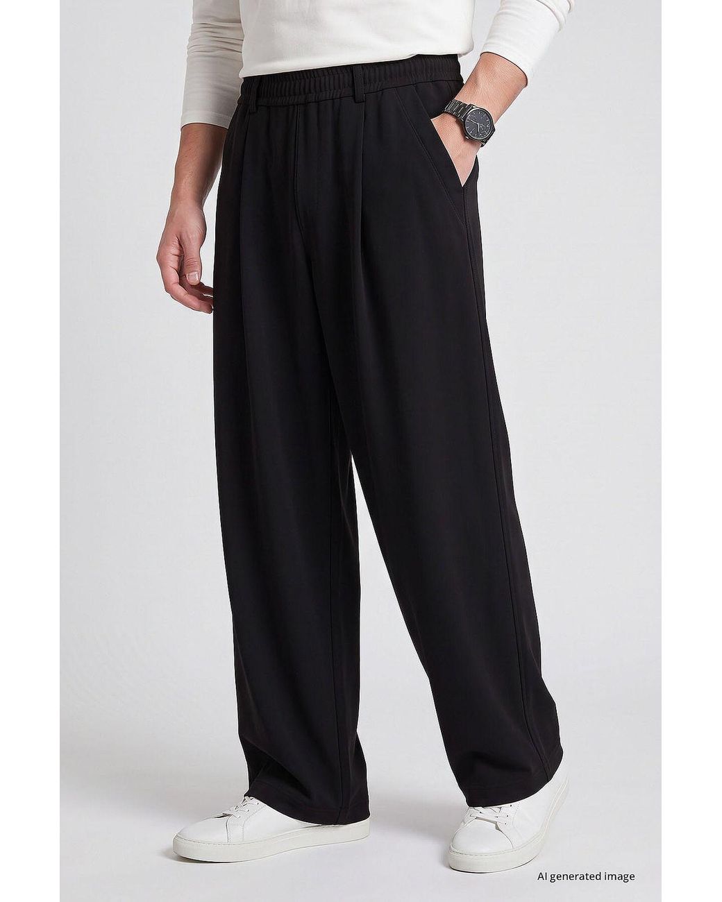 TOMMY LIFE Black Straight Leg Pants for men