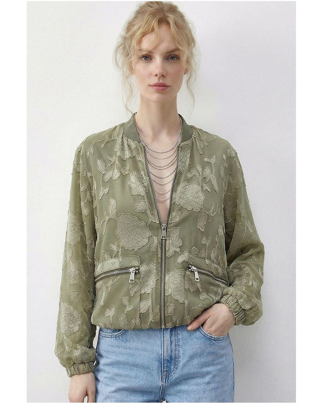 Bianco Lucci Multicolor Floral Oversized Bomber Jacket