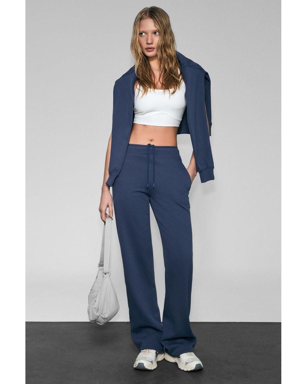 Grimelange Blue Mid Waist Wide Leg Joggers