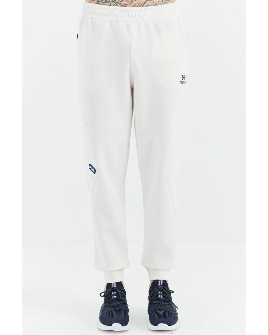 TOMMY LIFE White Relaxed Fit Fleece Sweatpants for men