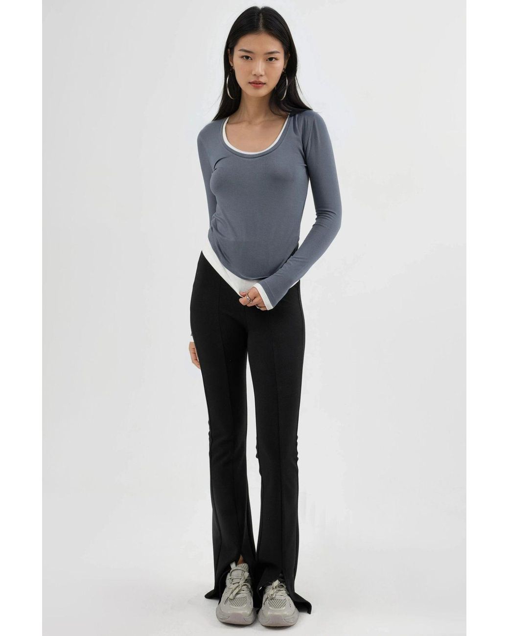 Busem Multicolor Contrast Binding Long Sleeve Blouse