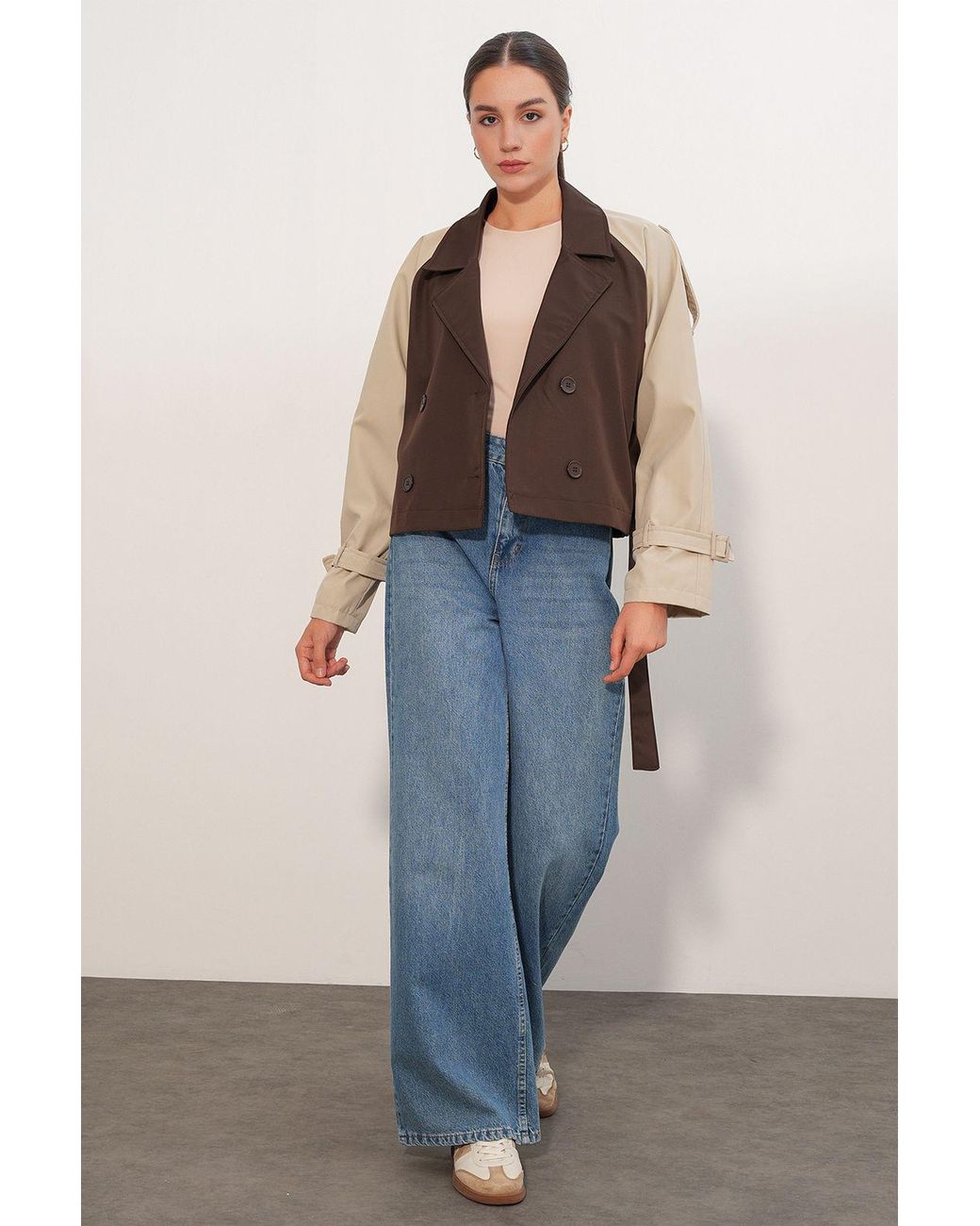 Bigdart Brown Short Belted Trench Coat