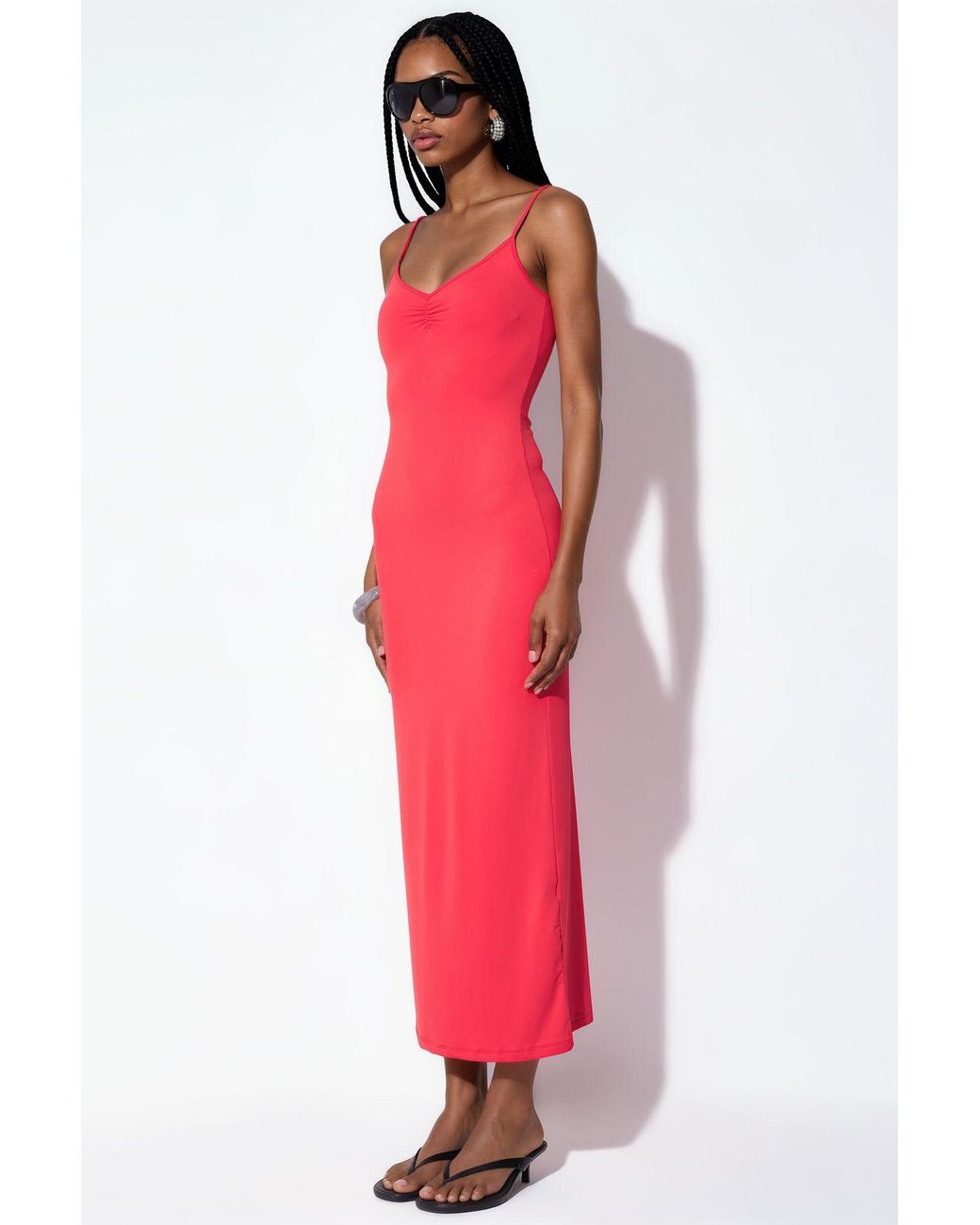 Busem Red Sleeveless Midi Slip Dress