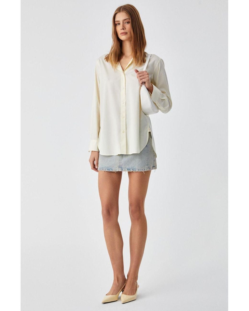 Grimelange White Oversized Long Sleeve Shirt