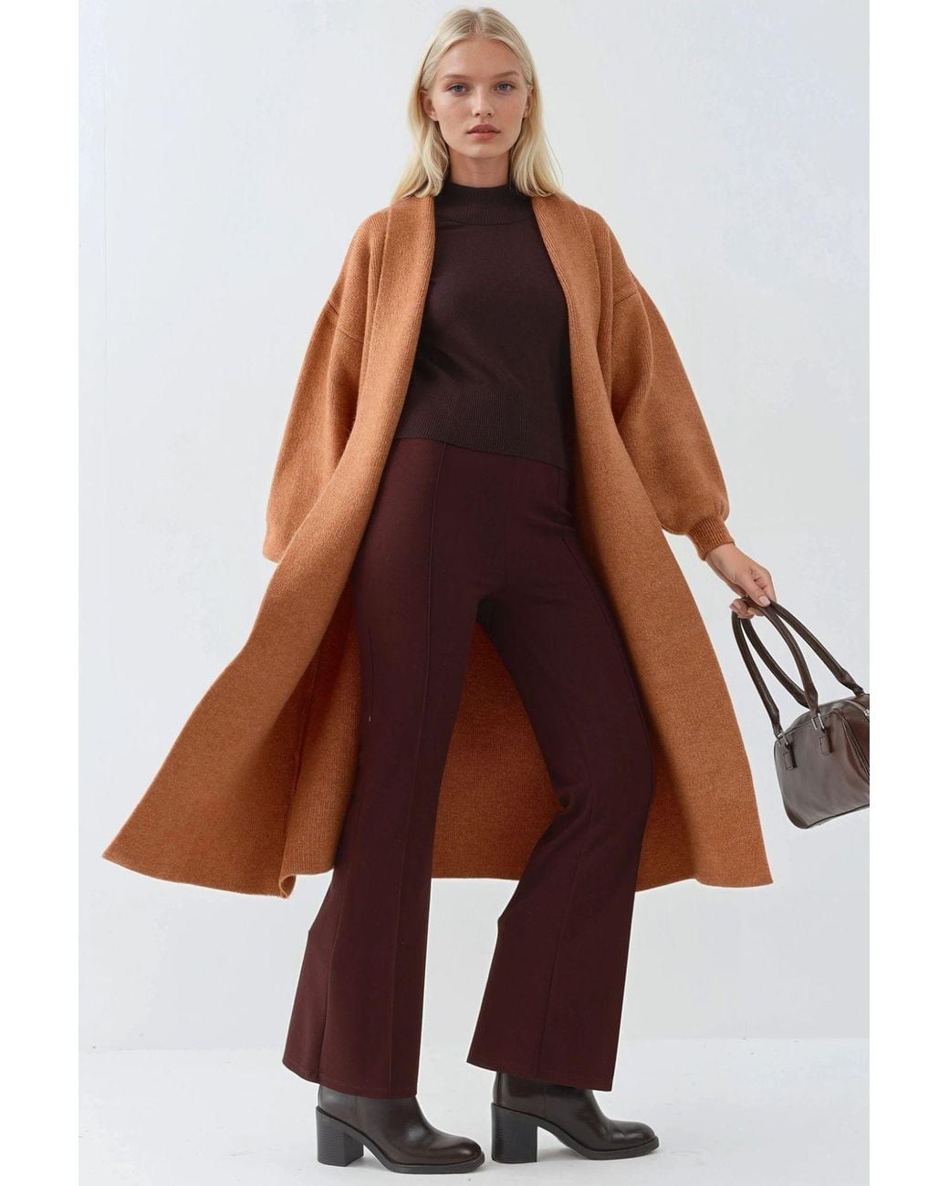 My Fashion Brown Long Fit Knitwear Cardigan