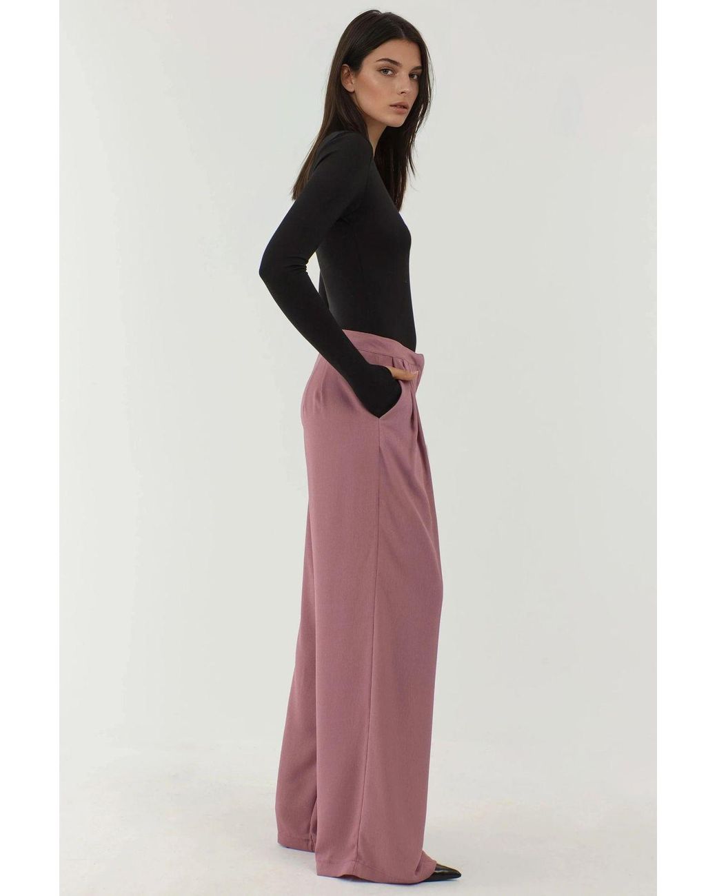 Hiccup Red Pleated Wide Leg Palazzo Pants