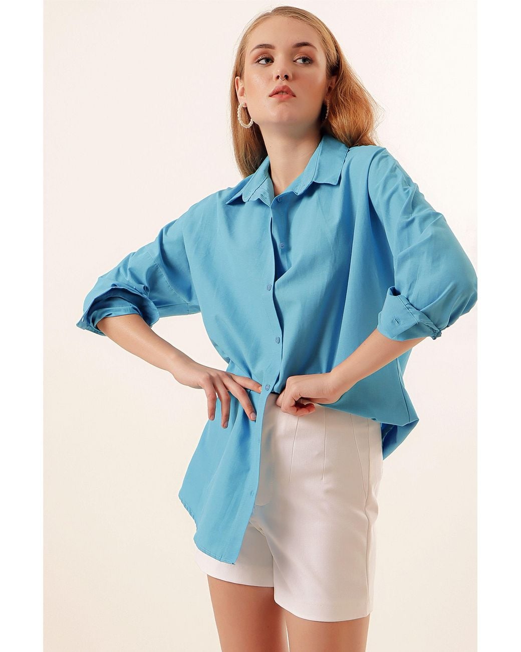 Bigdart Blue Oversized Poplin 2-Pack Shirt