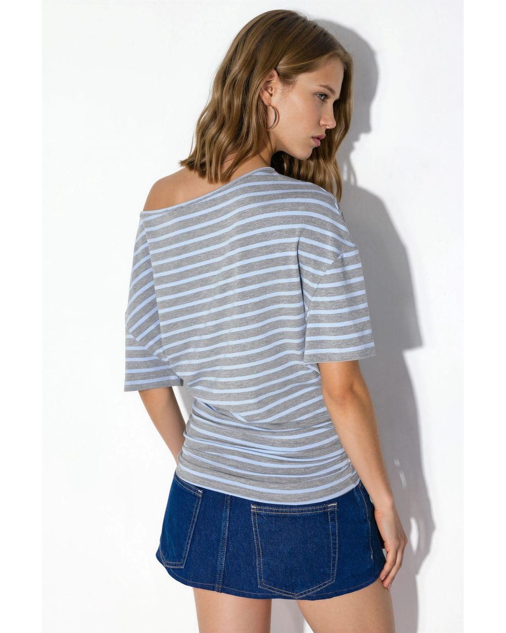 Busem Gestreepte Bootnek Jersey Blouse in het Blue