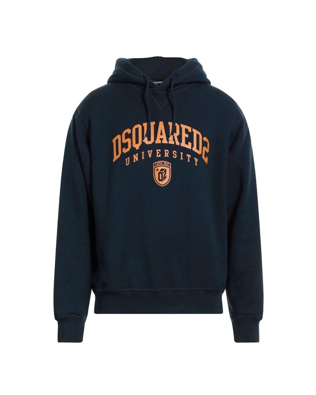 DSquared² Blue Cool Fit Varsity Design Dark Hoodie Cotton for men