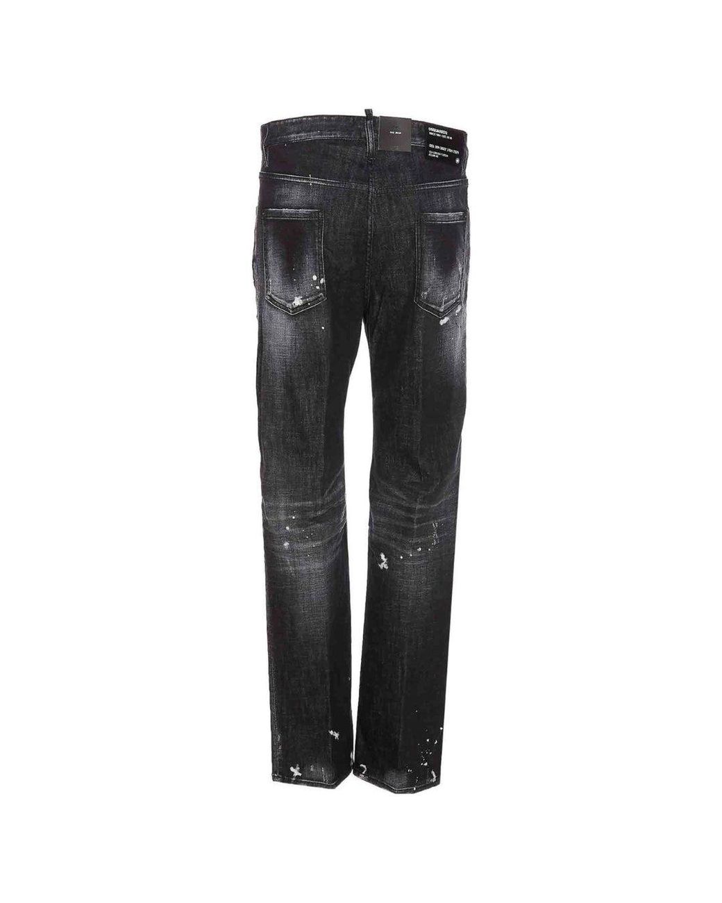 DSquared² Black 642 Denim Paint Splash Pants Cotton for men