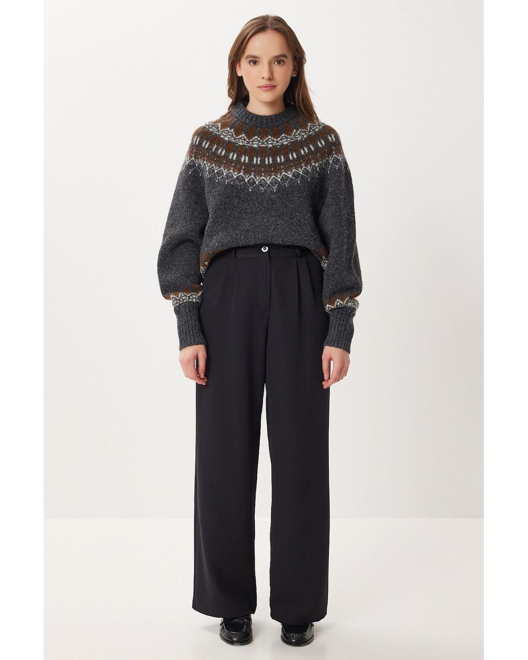 Happiness İstanbul Blue High Waist Wide Leg Palazzo Pants